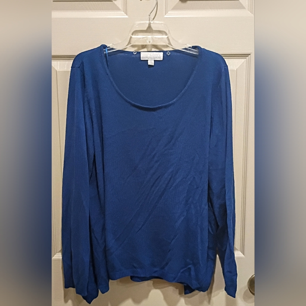 Carolyn Taylor Pullover Long Sleeve Woman's Royal Blue Plus Size Sweater 3x EUC
